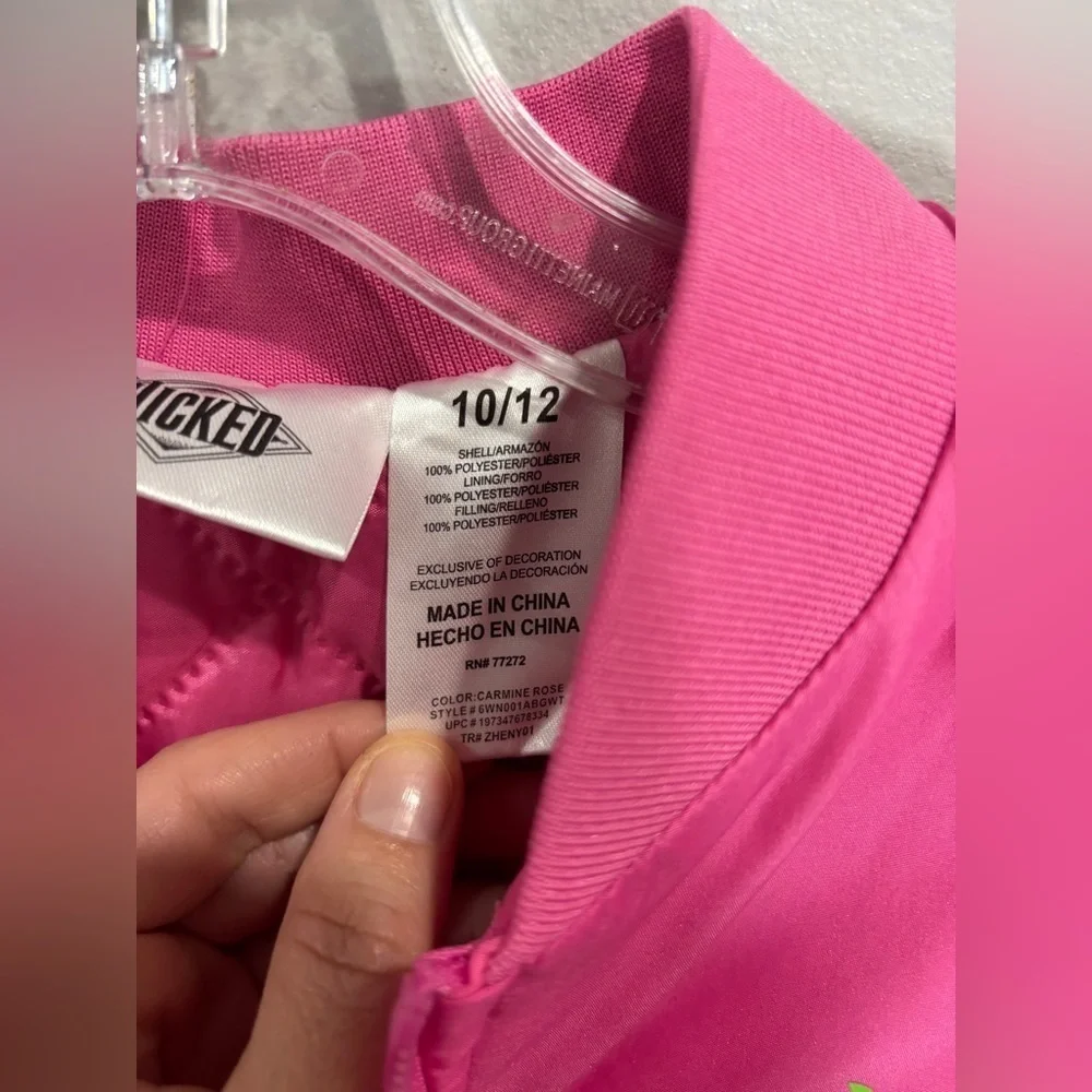 Wicked Youth Girls Full-Zip Pink Mid-weight Ruched Bomber Jackets 10/12